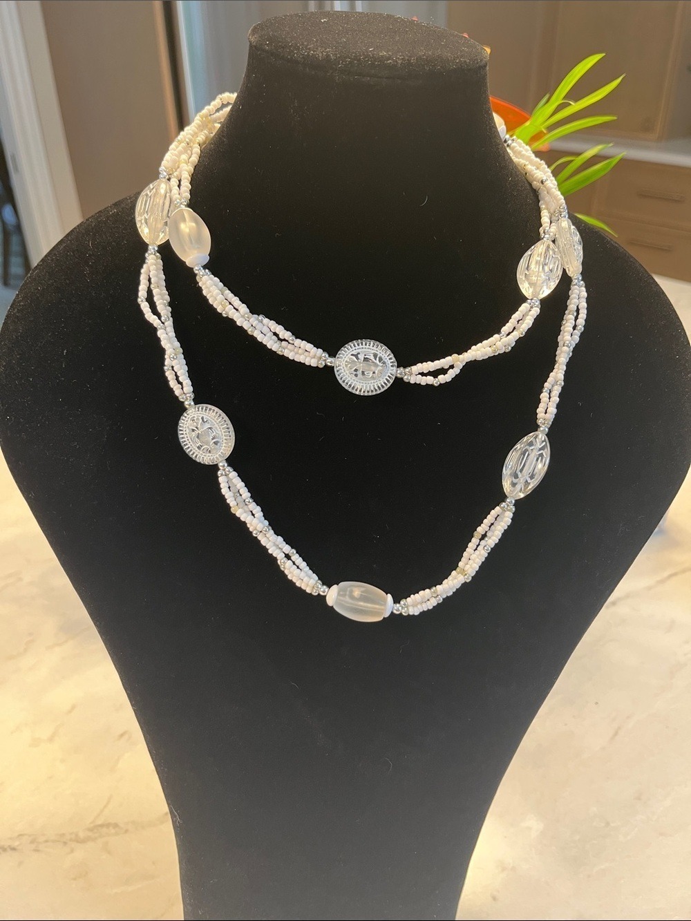 Classic White Beaded Multi-Strand Necklace - Women's Jewelry